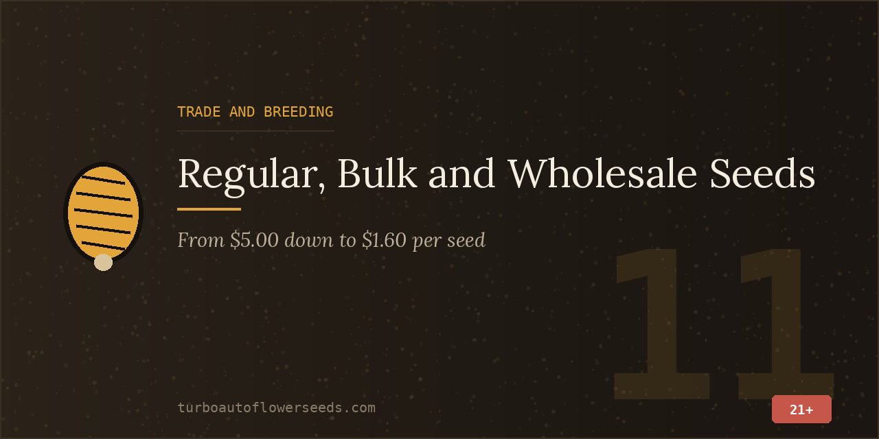 Trade title card showing the per-seed price falling from five dollars to one dollar sixty in bulk
